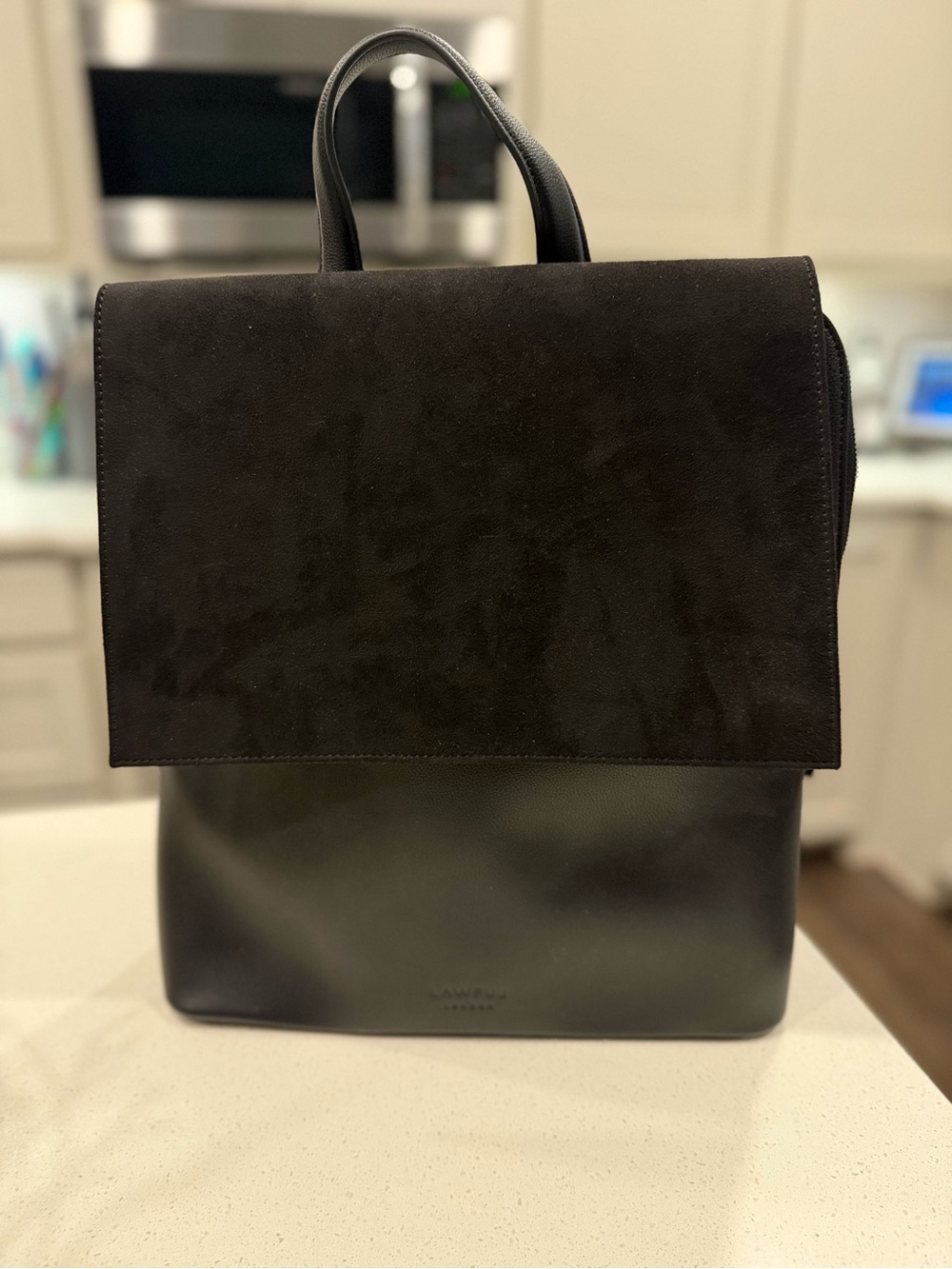 NWT Classic Black Men’s Backpack with Suede Flap Lawful London